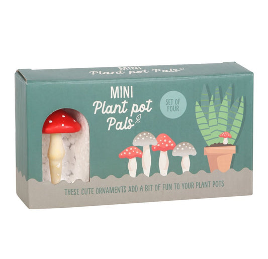 Set of 4 Mini Plant Pot Pals Mushrooms