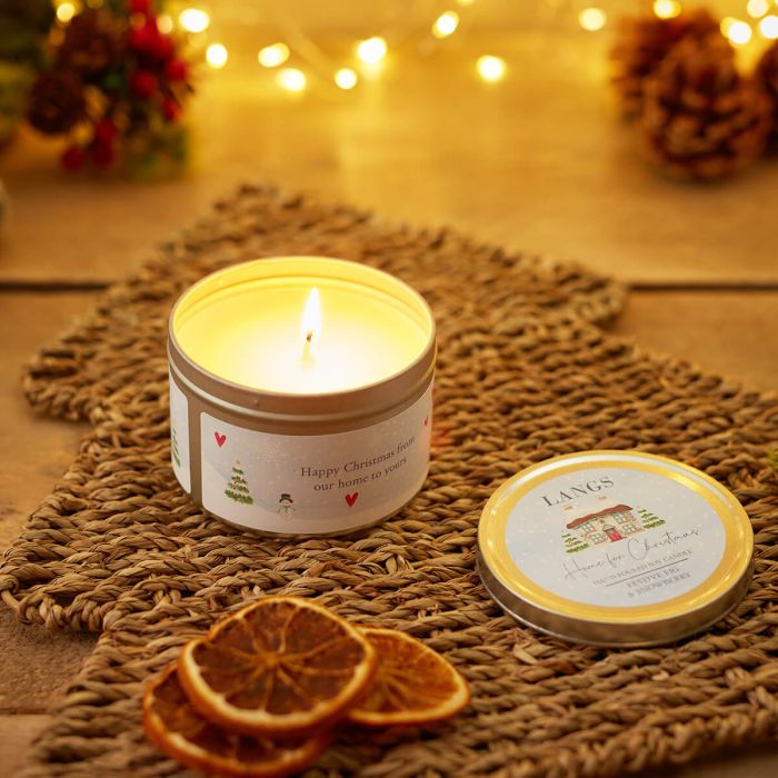 XMAS SOY CANDLE TIN HOME FOR XMAS FESTIVE FIG & SNOWBERRY HAND POURED