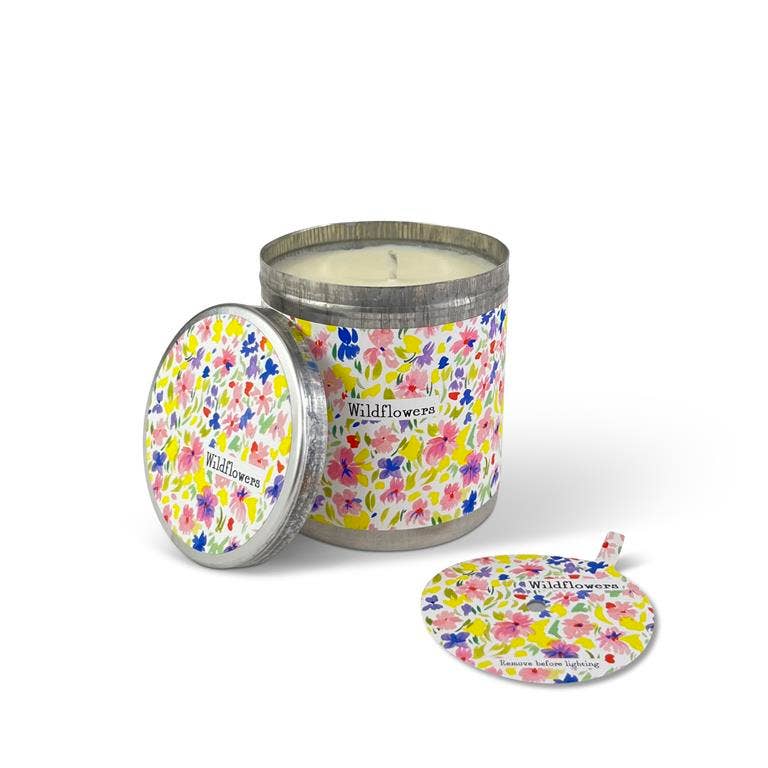 Wildflowers - Pink Flowers 200ml Candle Tin & Dust Cover