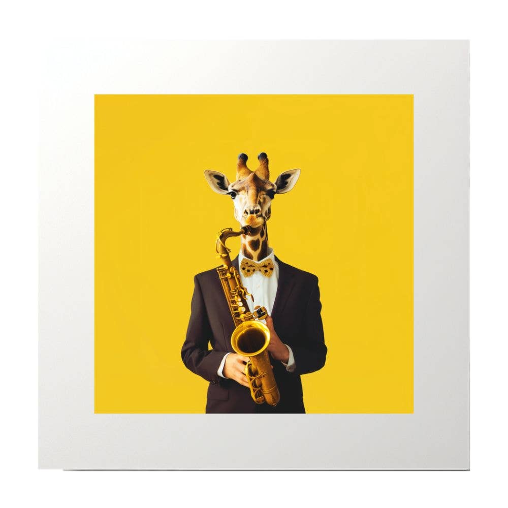 Photography Collage Giraffe Saxophone Art Print