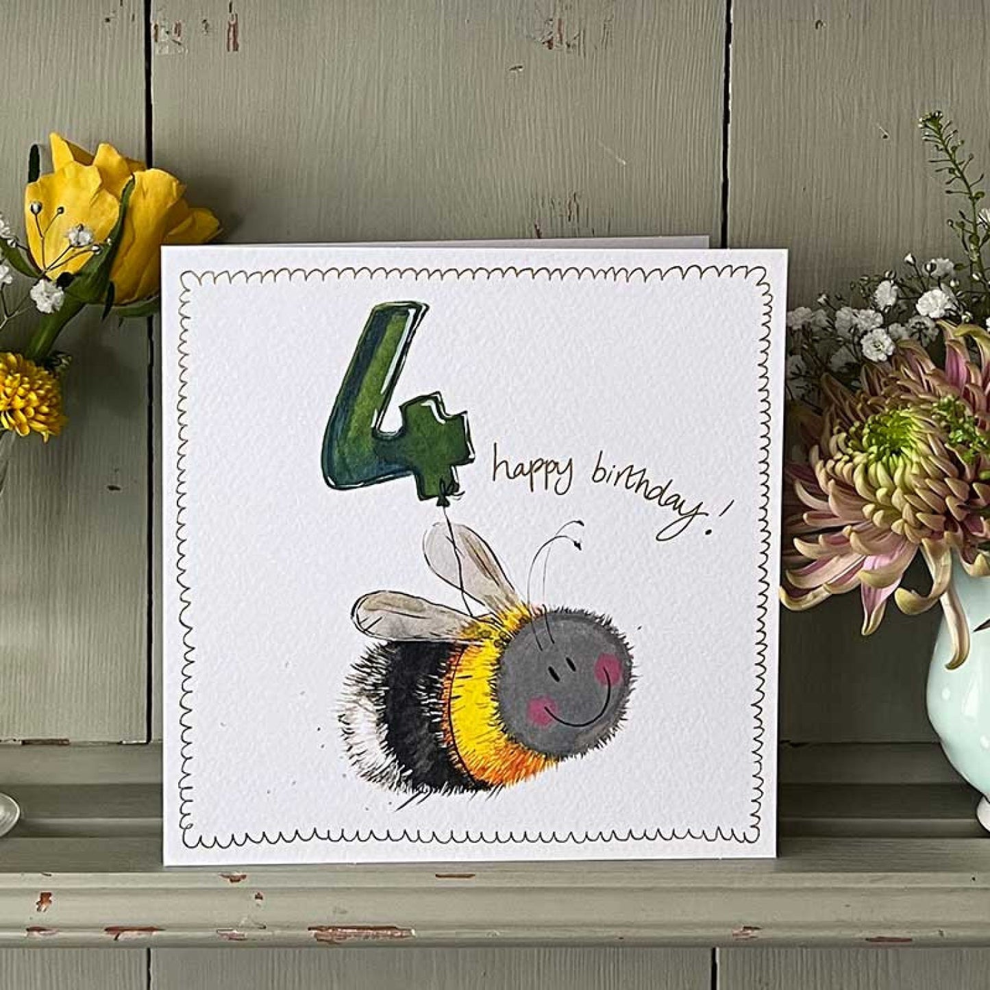 4 Birthday Greeting Card Bee