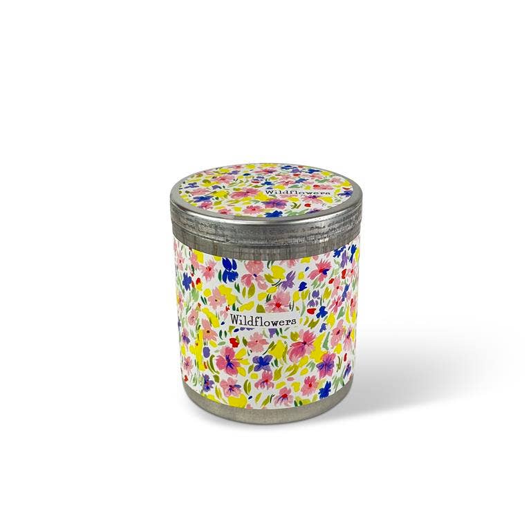 Wildflowers - Pink Flowers 200ml Candle Tin & Dust Cover