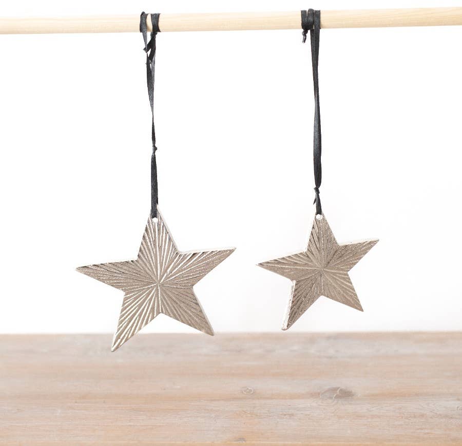 Silver Aluminium Hanging Star Decoration