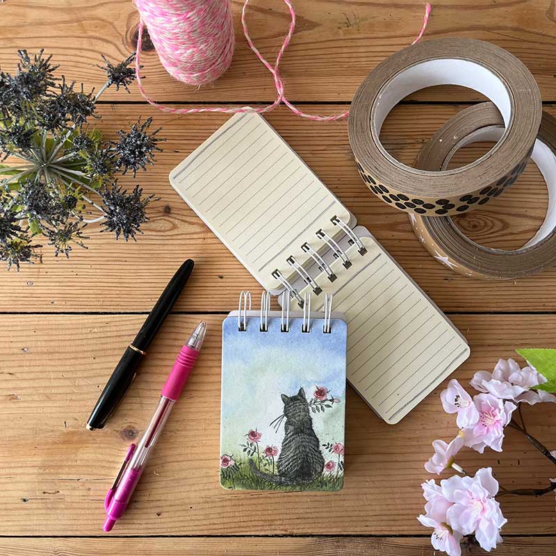Cats and Roses Small Spiral Bound Notepad