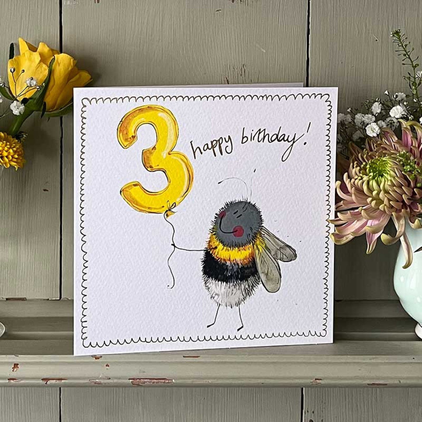 3 Bee Birthday Greeting Card