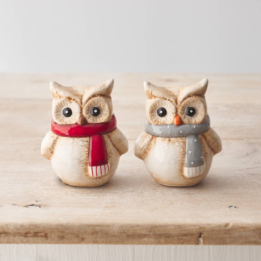 Rustic Owl Red Scarf, 9.5cm