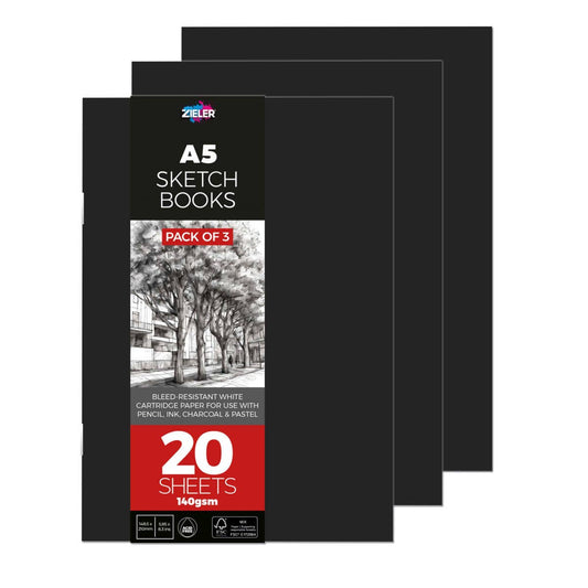 A5 Sketchbook - Soft Cover -140gsm, 20 sheets - Pack of 3