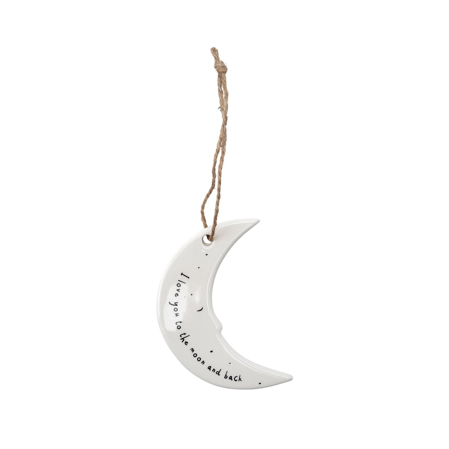 Send With Love Ceramic Moon and Back Hanging Decoration