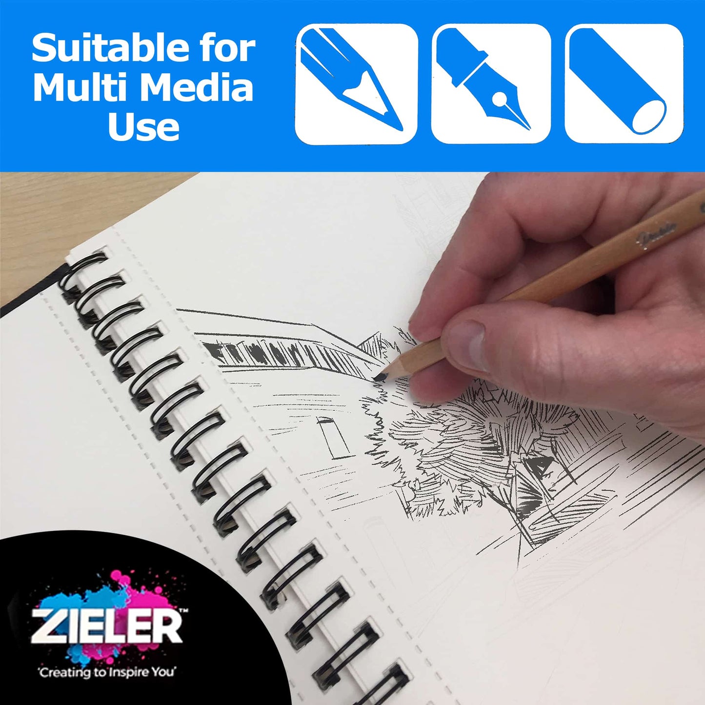 A5 Spiral Bound Hardback Mixed Media Sketchbook (Portrait)