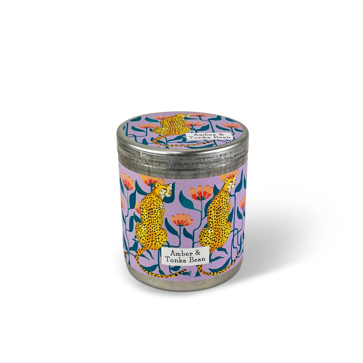 Amber & Tonka Bean - Cheetah 200ml Candle Tin & Dust Cover