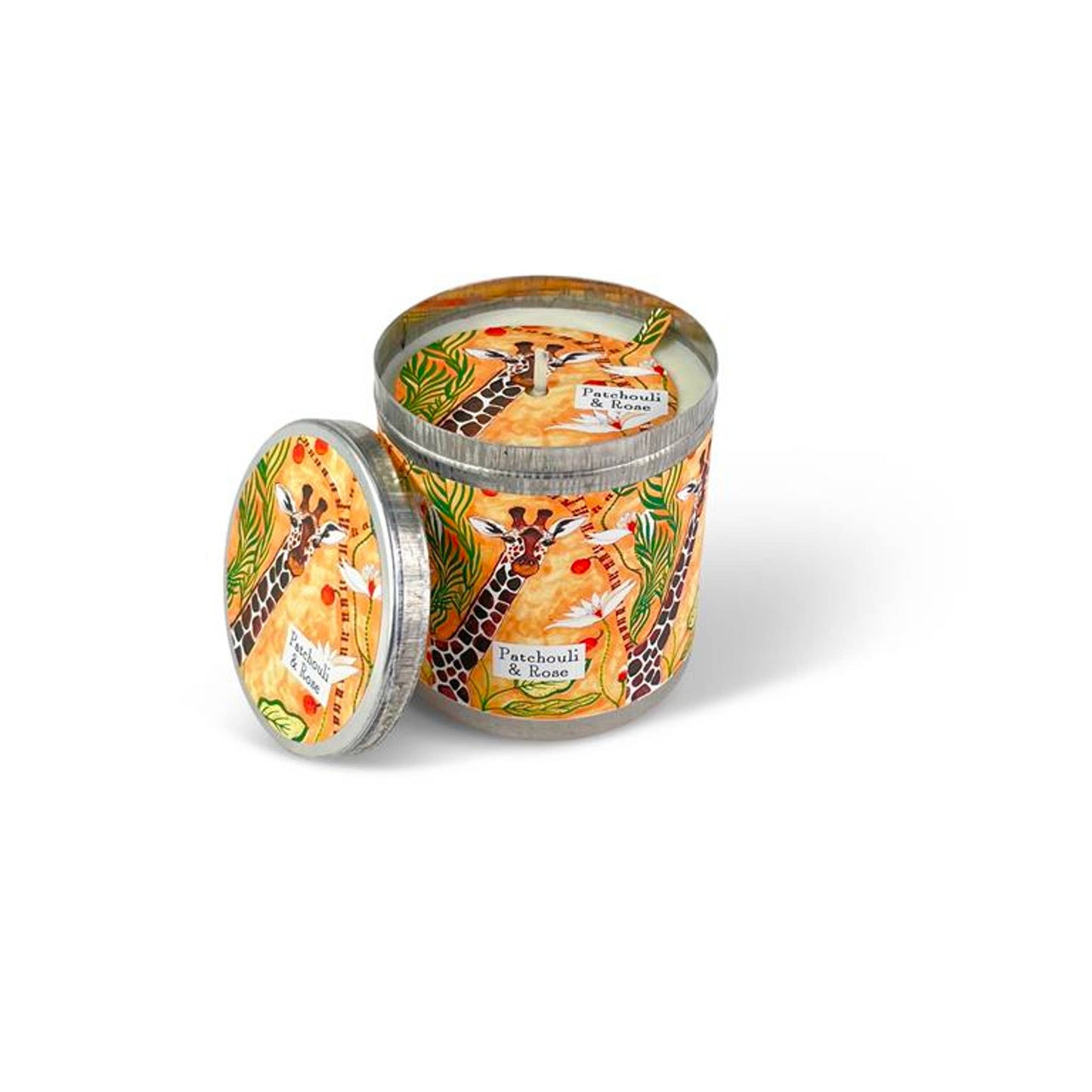 Patchouli & Rose - Giraffe 200ml Candle Tin & Dust Cover