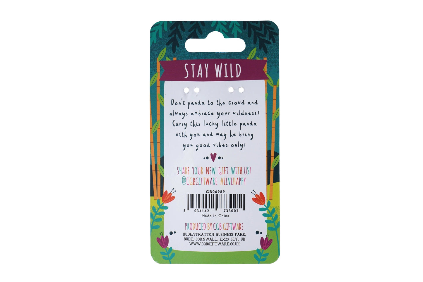 Stay Wild Panda Enamel Keyring