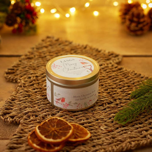 XMAS SOY CANDLE TIN ROBIN MERRY XMAS SEASONAL SPICE HAND POURED