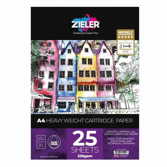 Zieler A4 Heavy Weight Cartridge Paper – 225gsm 25 Sheets