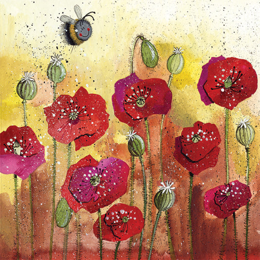 Poppies and Bee Card