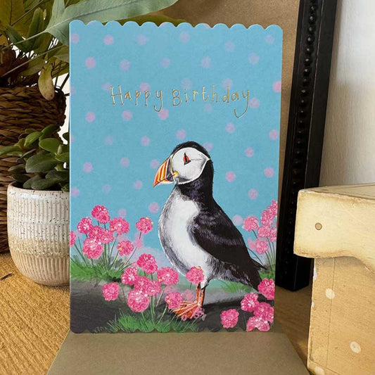 Puffin and Thrift Birthday Card