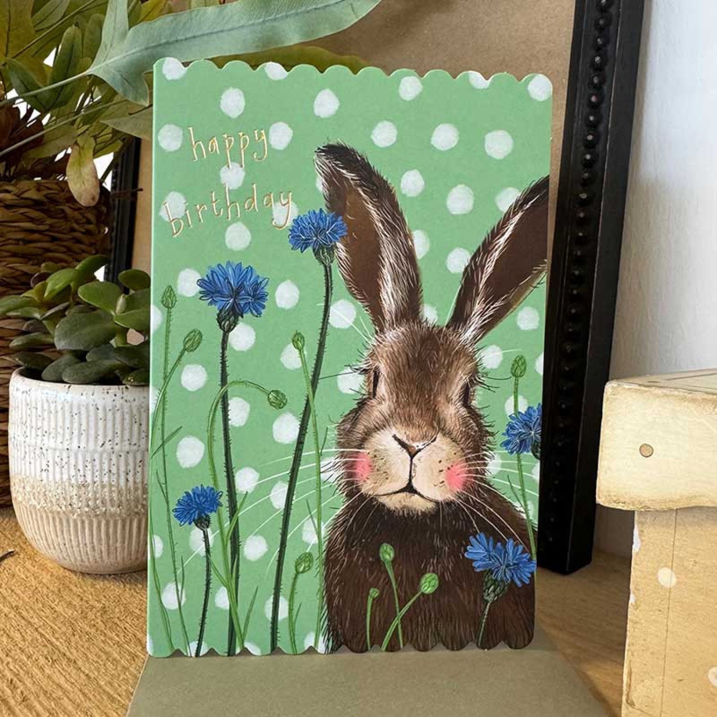 Hare and Cornflowers Birthday Card