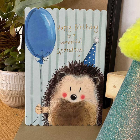 Blue Balloon Grandson Birthday Card