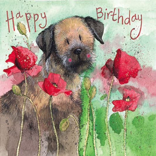 Border and Poppies Birthday Card