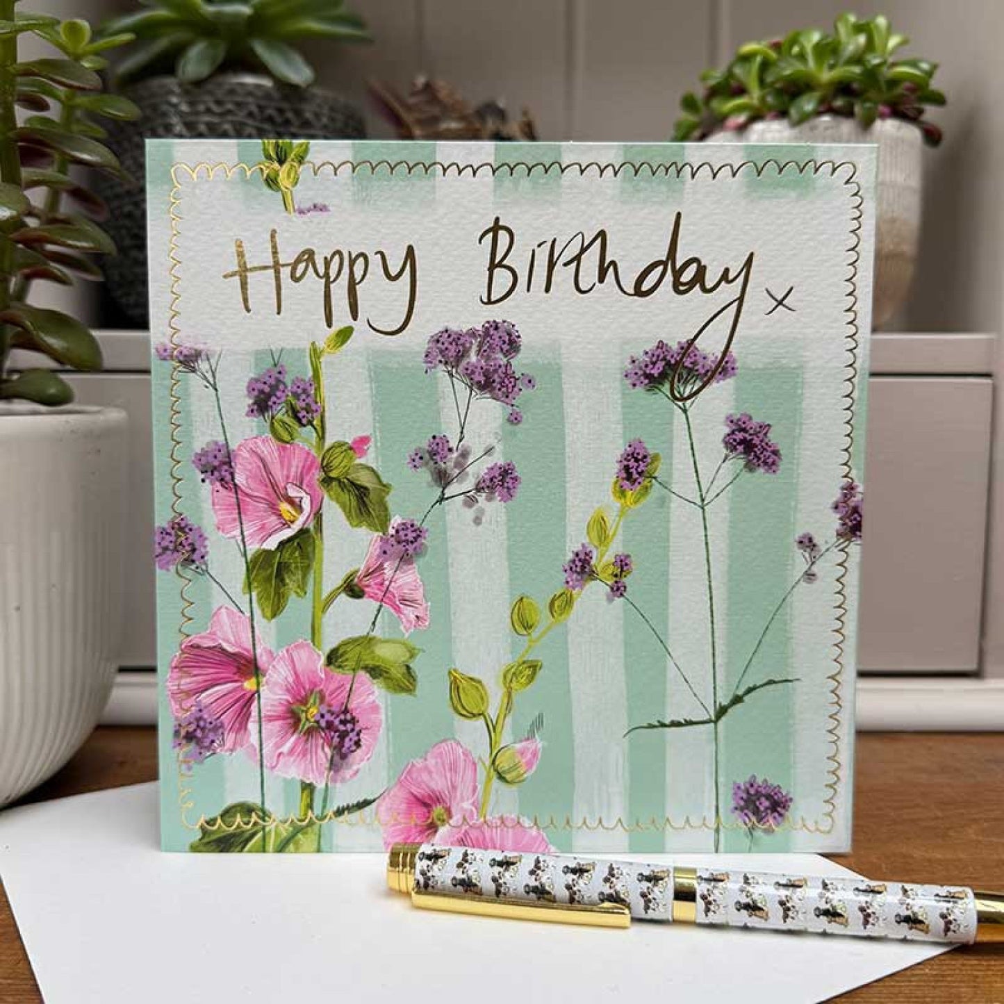 Birthday Hollyhocks Card