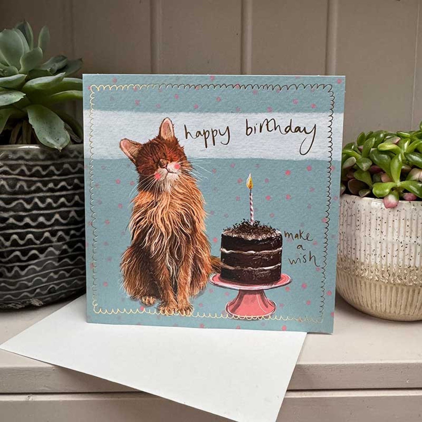 Birthday Cat and Cake Card