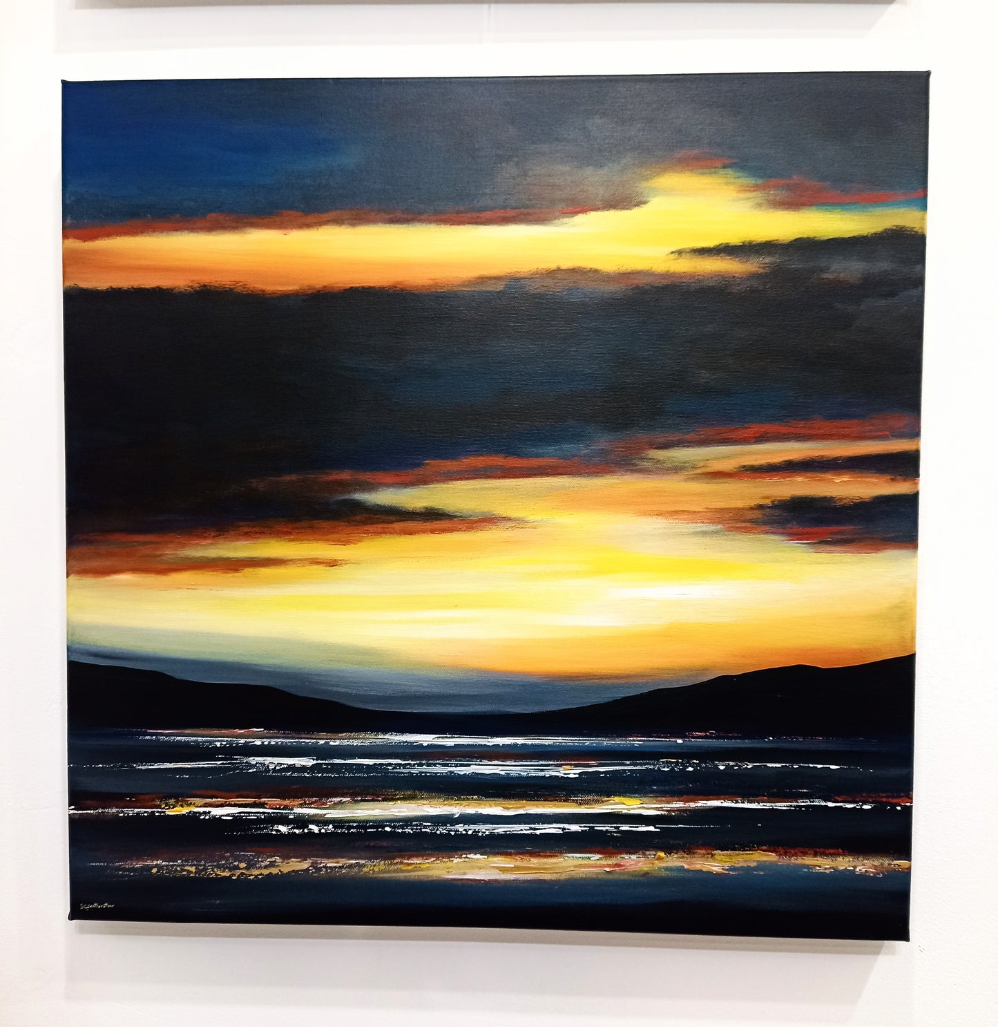 Large Seascape Canvas - Setting Sun - 60cm SOLD