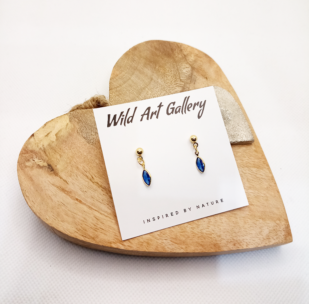 Sapphire Cubic Zirconia Drop Stud Earrings