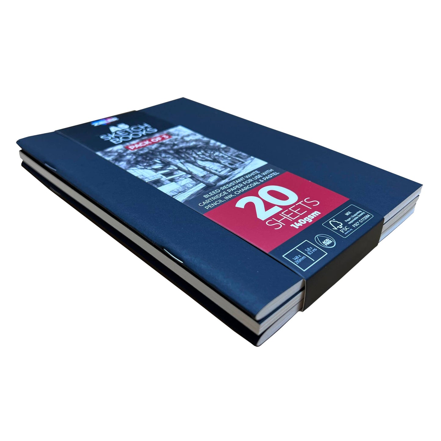A5 Sketchbook - Soft Cover -140gsm, 20 sheets - Pack of 3