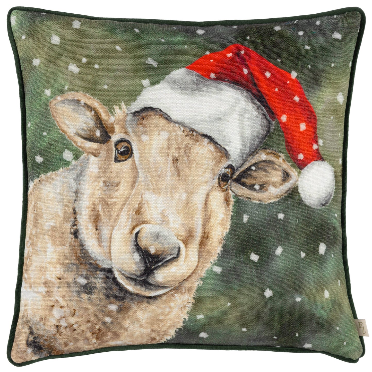 Christmas Sheep Cushion Forest Green
