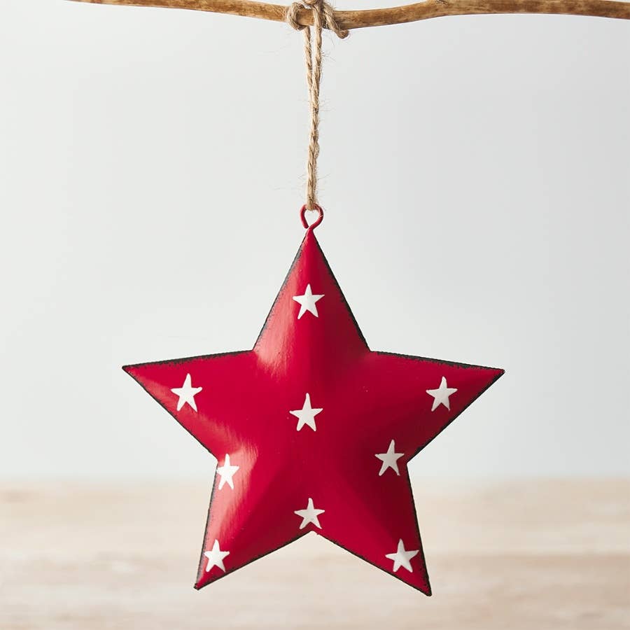 Red Metal Star With star Print, 9cm