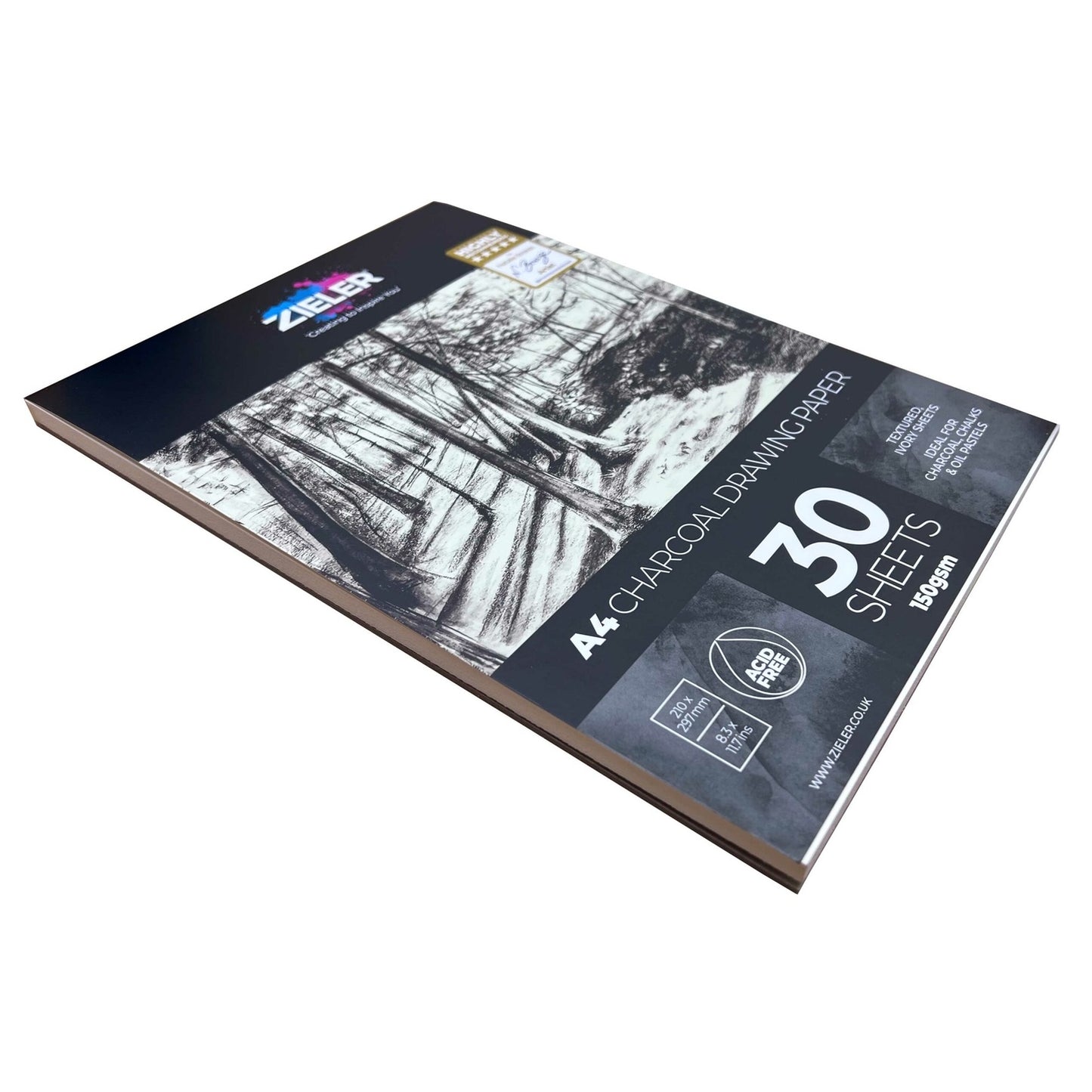 Zieler A4 Charcoal Drawing Paper Pad – 150gsm, 30 Sheets