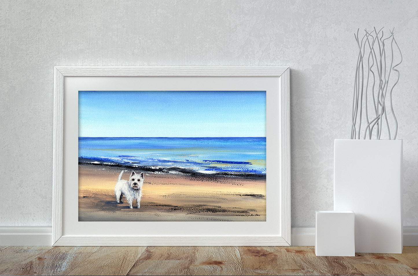 Westie On The Beach - A4 Print
