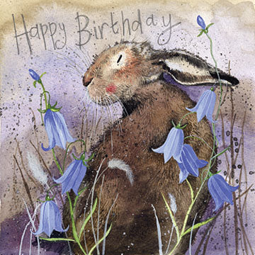 Hare and Harebell Birthday Card
