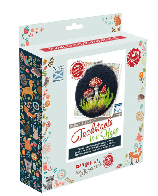 Toadstools In A Hoop Needle Felting Craft Kit