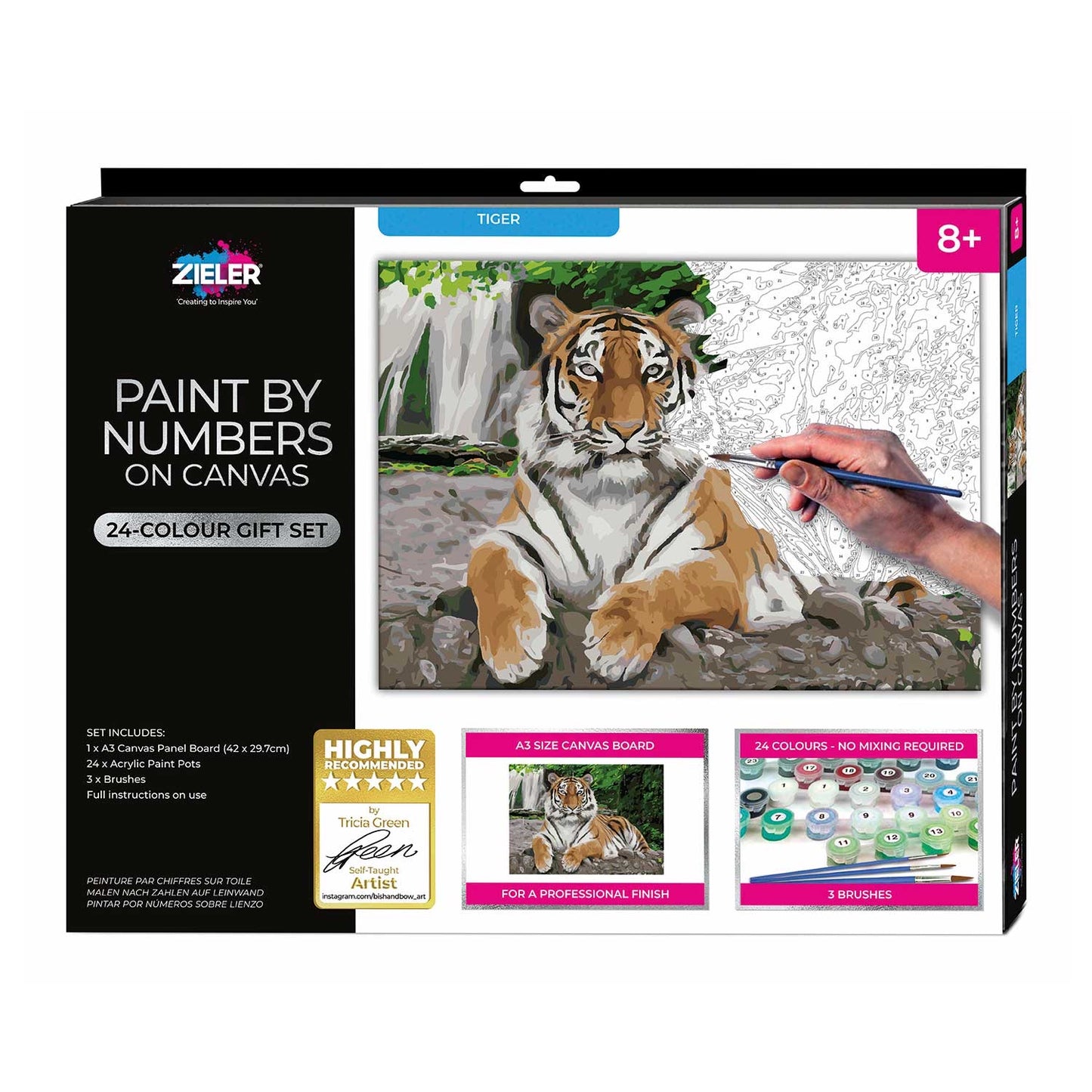 Paint By Numbers on A3 Canvas - Tiger