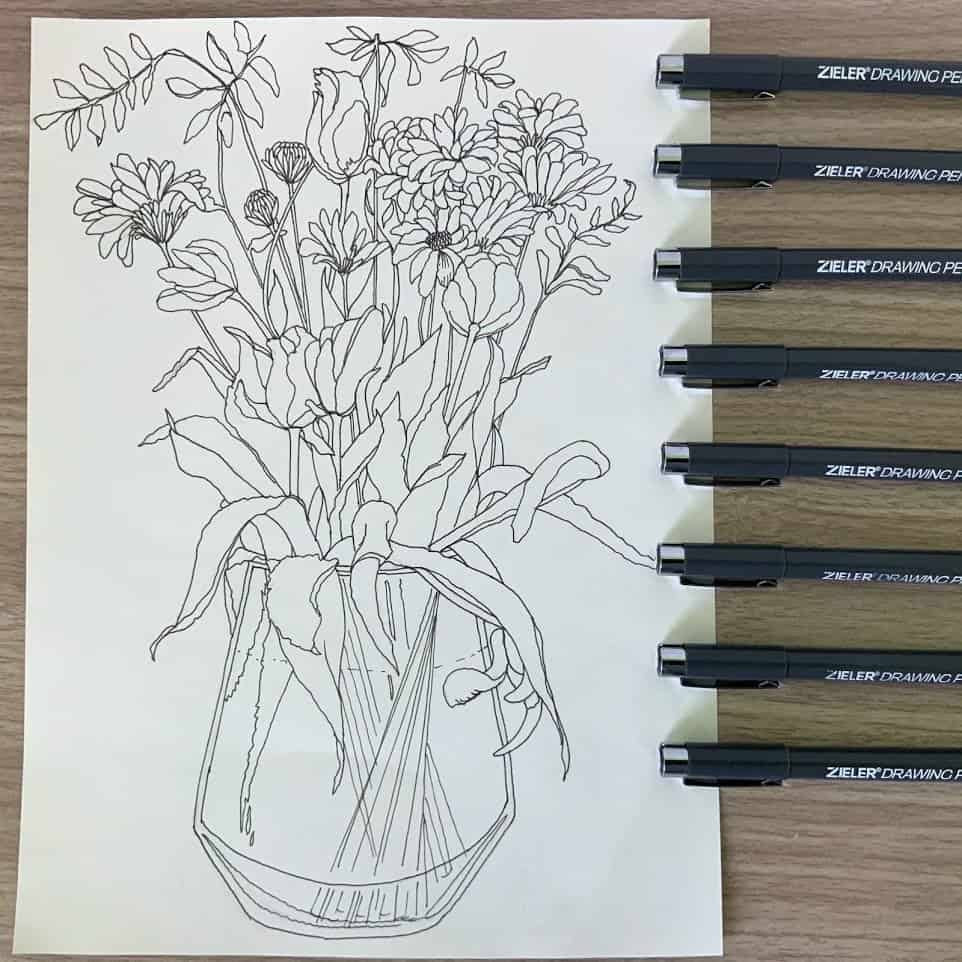 12 Fineliner Drawing Pens | Black, Sepia & Grey