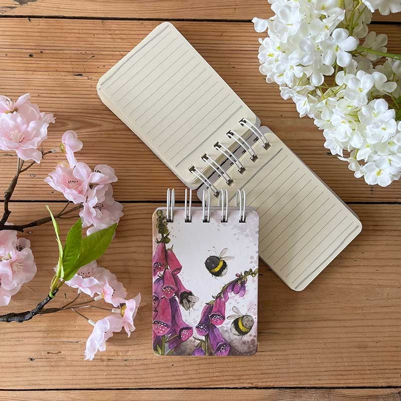 Bees and Foxglove Small Spiral Bound Notepad