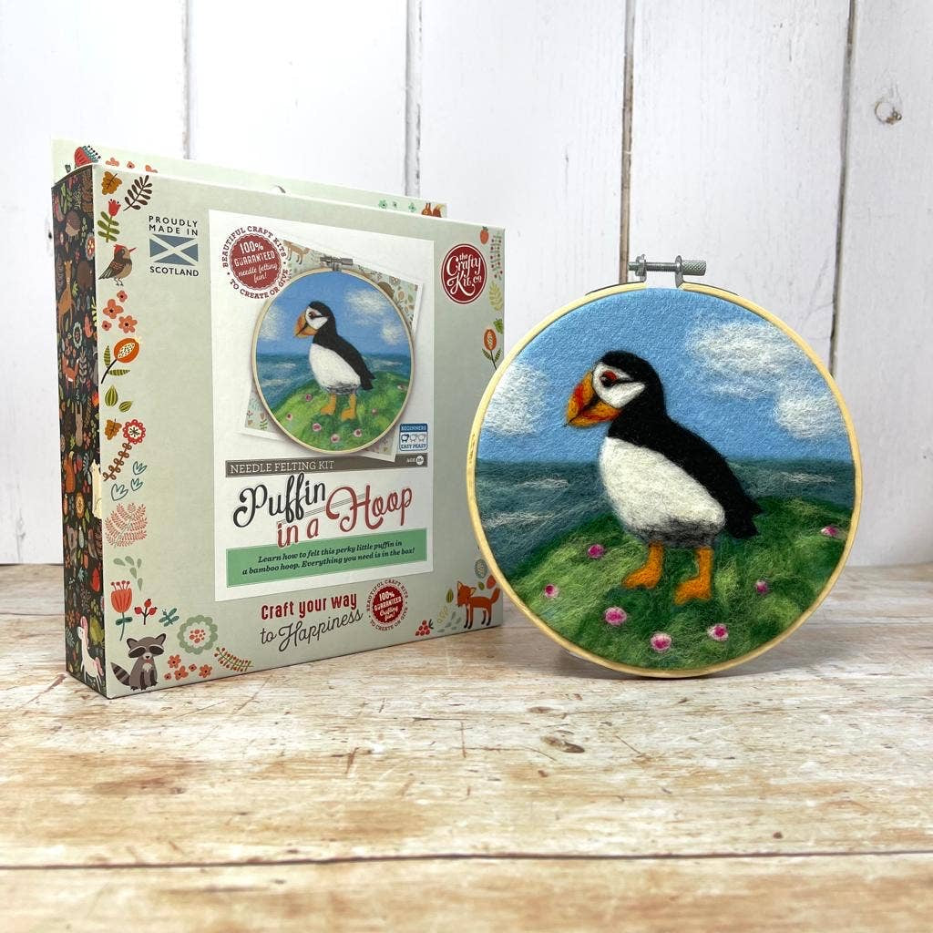Puffin In A Hoop Needle Felting Craft Kit