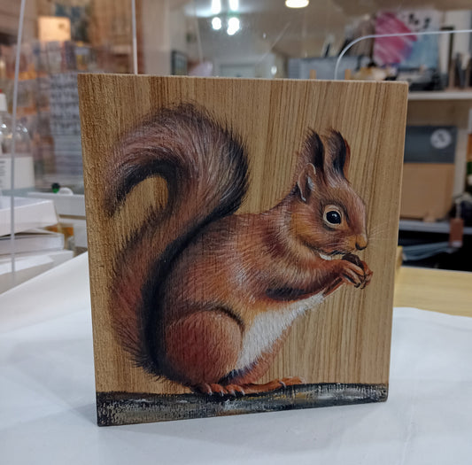 Red Squirrel on Wood