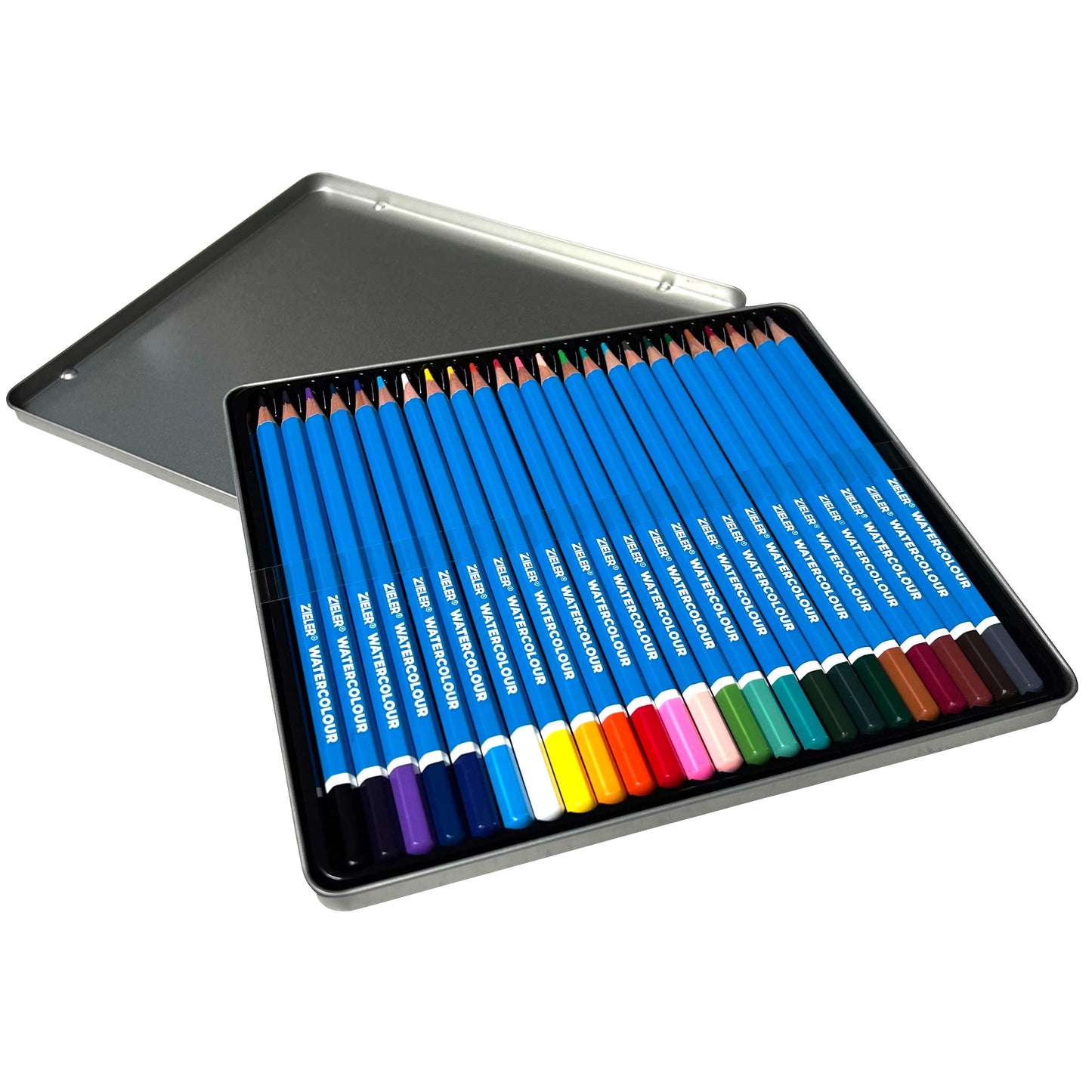 24 Artists Watercolour Pencils – Gift Tin Set – by Zieler
