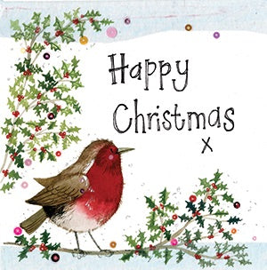 Robin and Holly Christmas Card