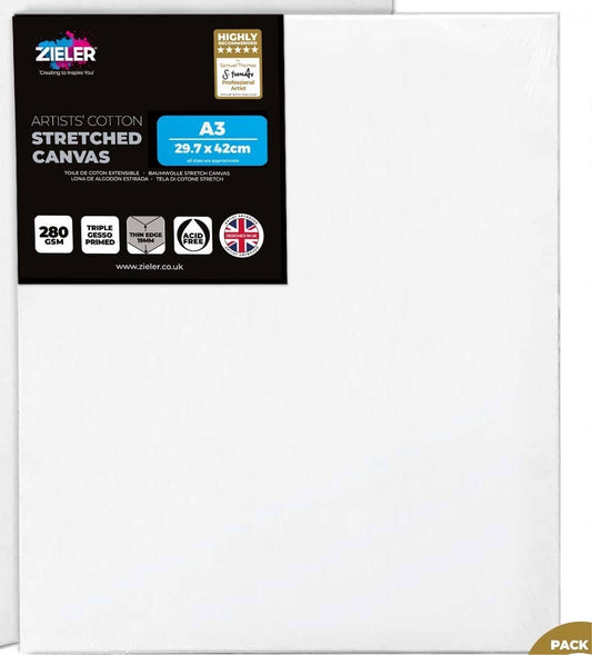 Stretched Canvas 280gsm A3 30x42cm 19mm Thin Edge