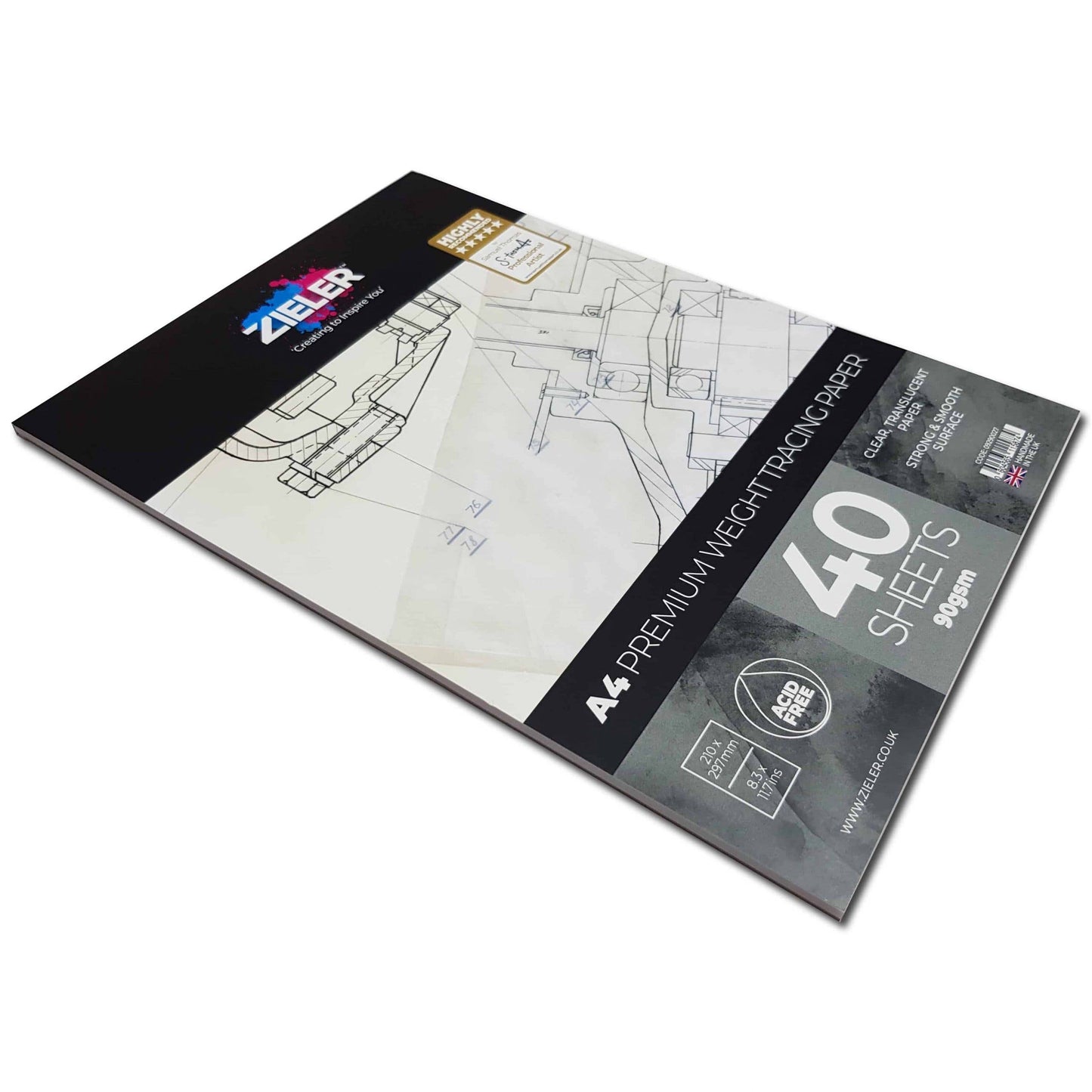 A4 Tracing Paper Pad - 90gsm Medium Weight, 40 sheets