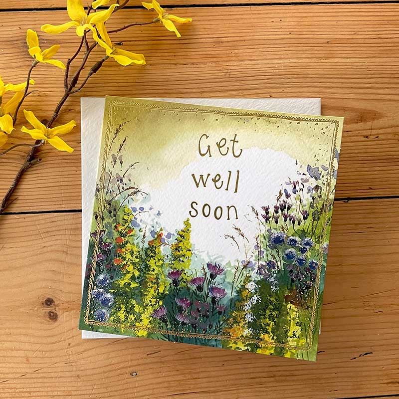 Flower Meadow Get Well Soon Card