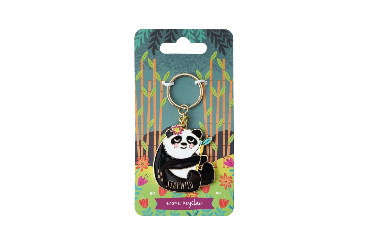Stay Wild Panda Enamel Keyring