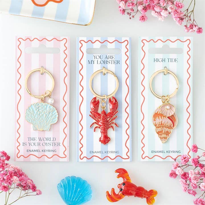 High Tide Beachy Coastal Shell Keyring