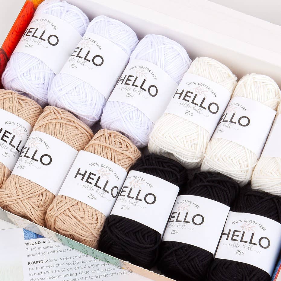 Hello 100% Cotton Gift Box Pack of 12 Balls Light DK Weight