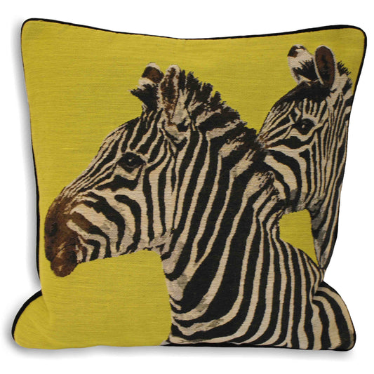 Twin Zebra Cushion Lime