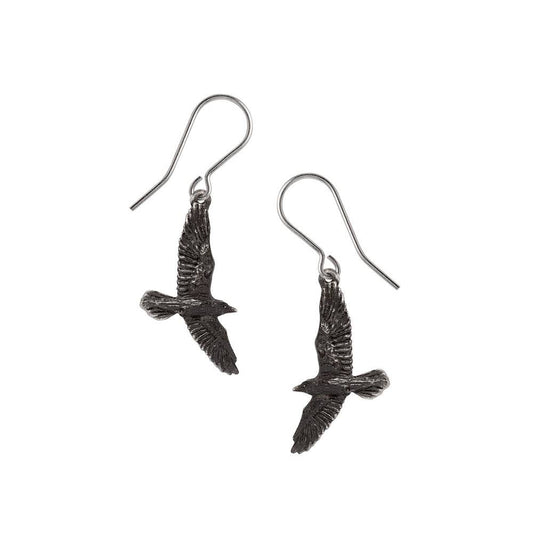 Black Raven Dropper Earring Pair