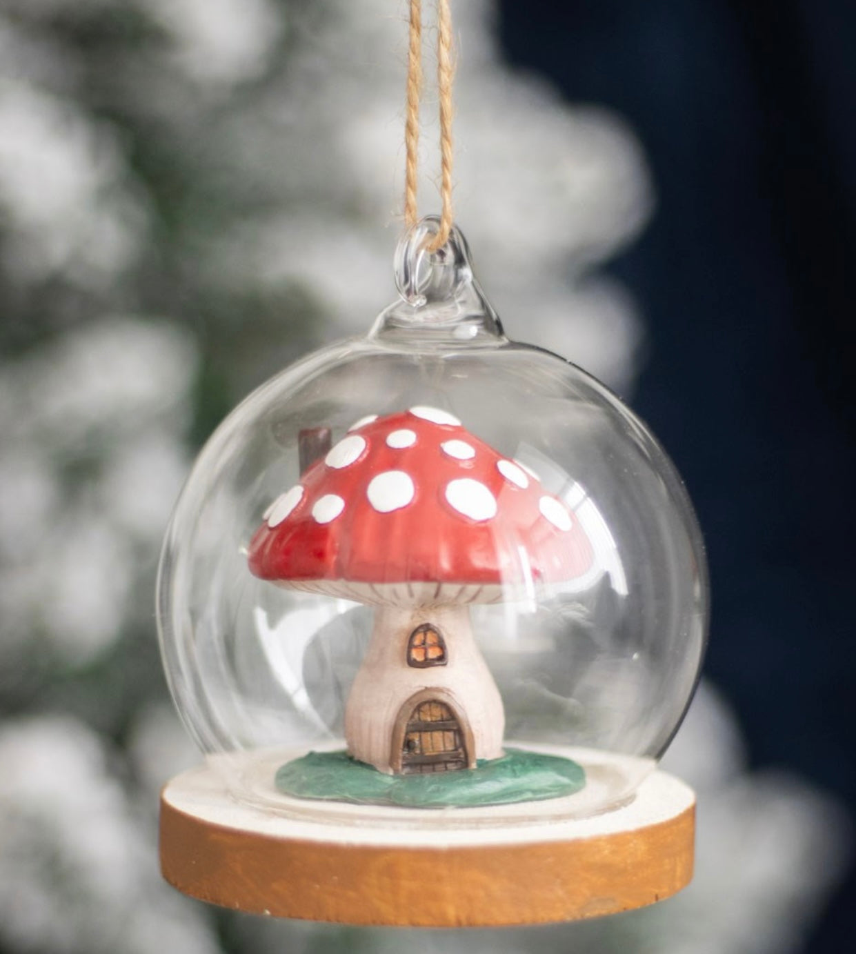 Mushroom House Glass Dome Hanging Decoration